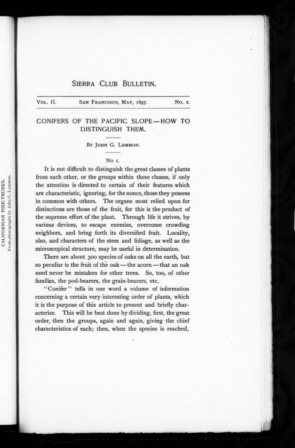 Sierra Club Bulletin 1897 Vol 2 No 2 May cover